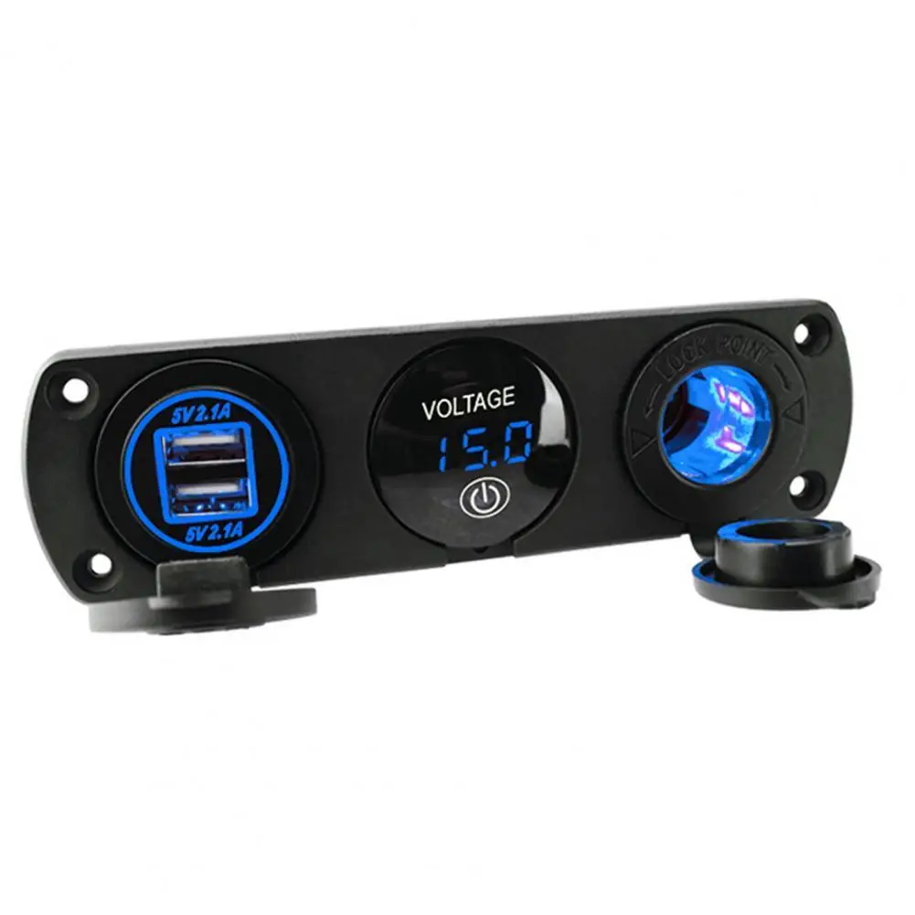 

Автомобильное зарядное устройство с 2 USB-портами, адаптер с креплением на панели, вольтметр, 12 В, двойное зарядное USB-устройство для автомобил...