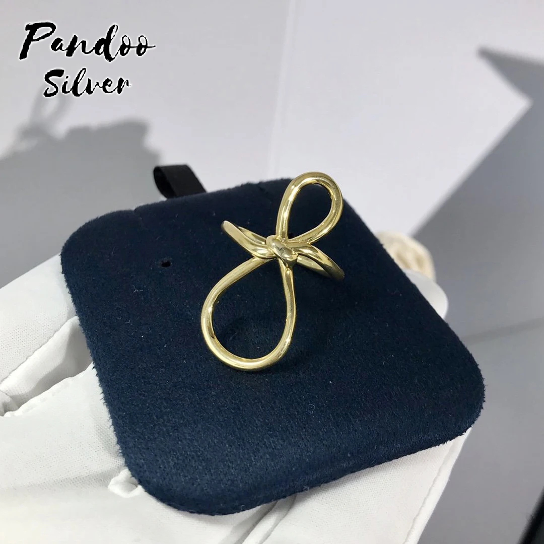 Модный Шарм Посеребренная копия 1:1 Желтый Серебряный Узел Toi Et Moi кольцо для