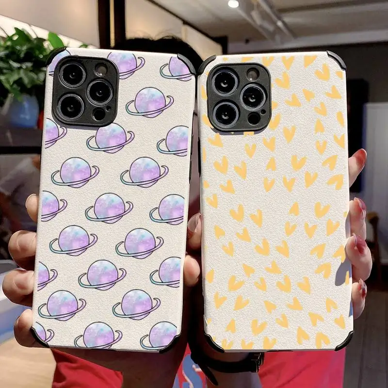 

Art Planet Diamond Star Phone Case Lambskin Leather For iphone 12 11 8 7 6 XR X XS PLUS MINI PLUS PRO MAX Shockproof
