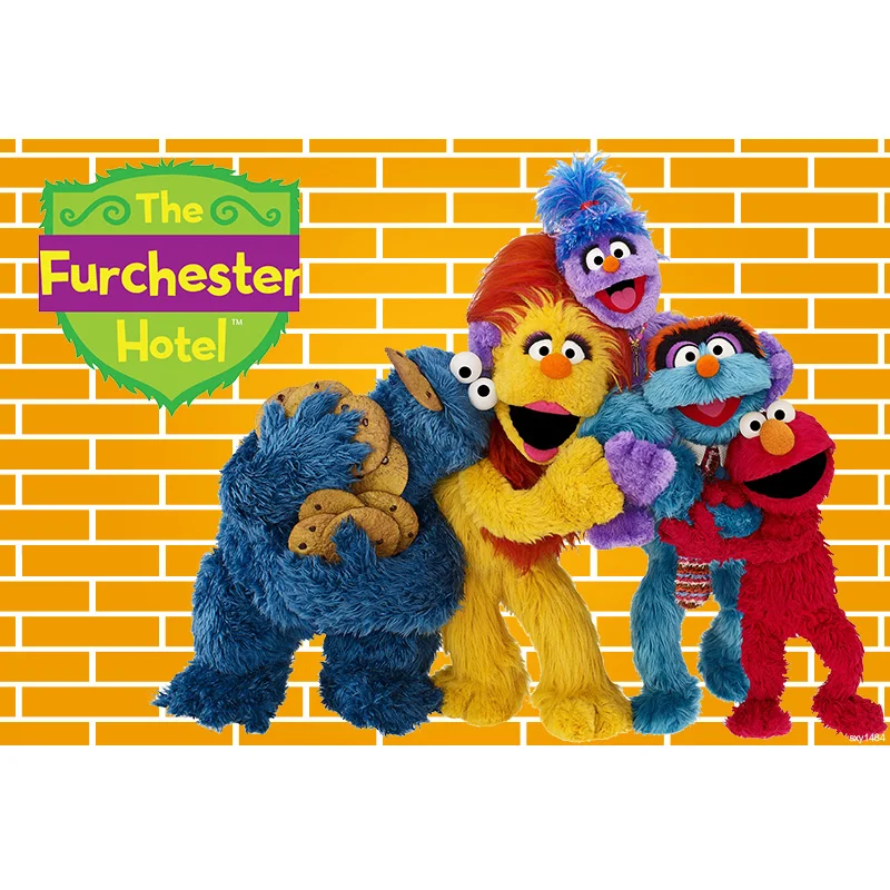 Фотофоны InMemory Elmo вечерние изображением кирпичной стены и Улица Сезам для детской