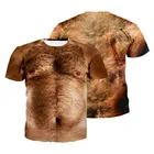 Новинка 2021, 3d футболка, мужская летняя забавная футболка с коротким рукавом и принтом мышечной груди и волос, забавная футболка с лицом обезьяны