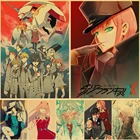 Постер с героями аниме, ZERO TWO HIRO ICHIGO, из крафт-бумаги