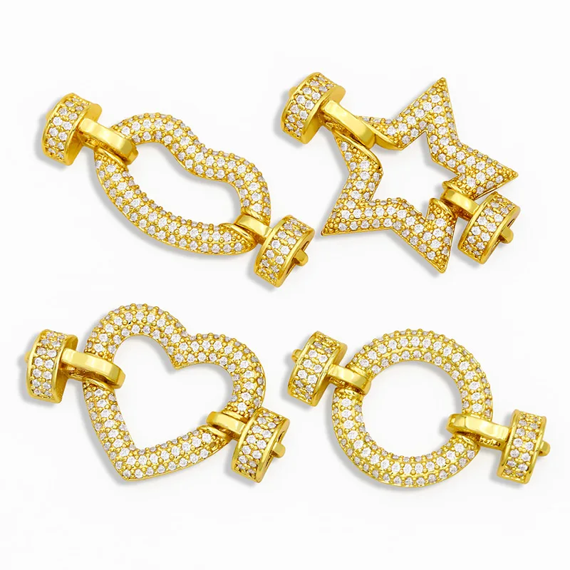 

OCESRIO Brass CZ Star Bracelet Connector Charms for Jewelry Making Heart Necklace Clasps Accessories for Jewelry Bulk cspa102