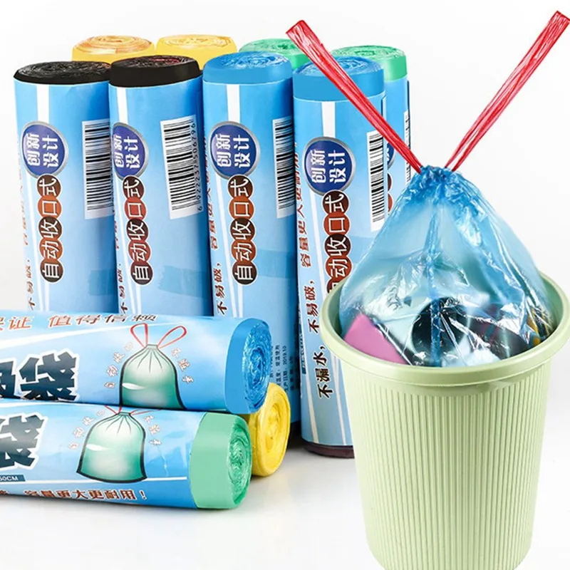 Мешки для мусора на шнурке портативные пластиковые пакеты с автоматическим