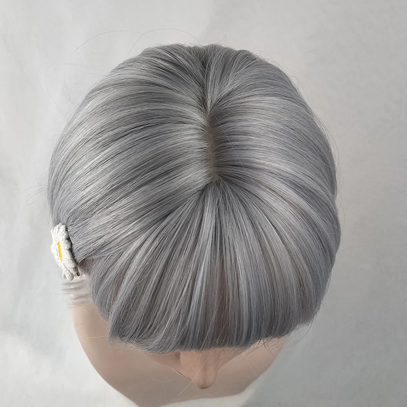 Серебристо-серые Многослойные волосы в стиле Харадзюку Короткие вьющиеся серые