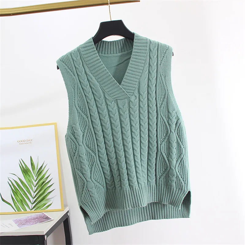 

Winter Vest Sweater Women Tops 2021 Autumn New Knitted Vest Sleeveless Jacket Loose Short Student Waistcoat Women Jacket Tide