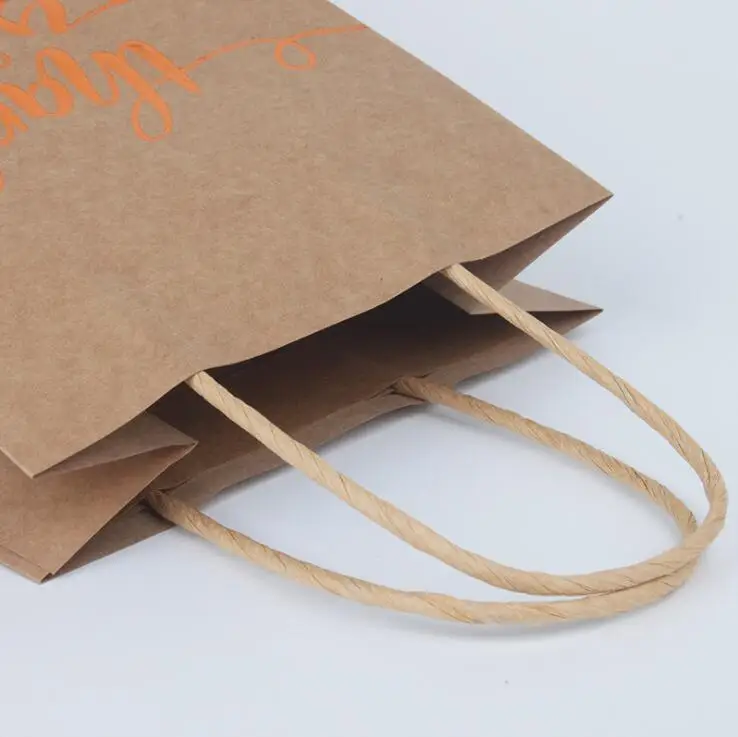 

40Pcs Shopping Bags Gift Bags Gold Foil Thank You Brown Paper Bags with Handles for Wedding Birthday Baby Shower Party Favors