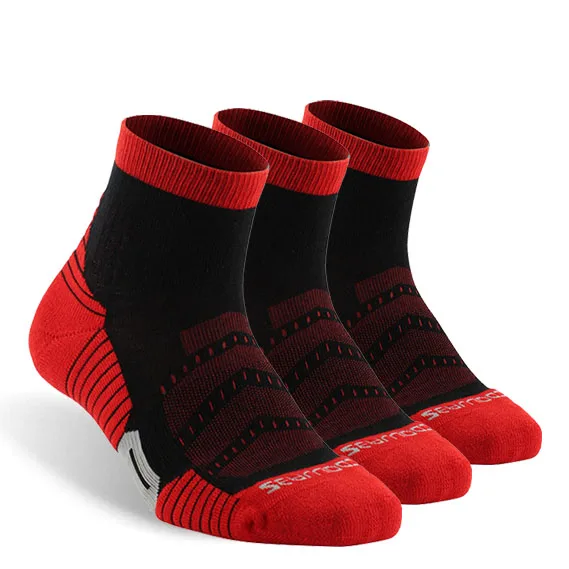 3 pair black red Беговые носки, ZEALWOOD Мужские Женские антиблистерные носки для велоспорта спортивные носки для гольфа Антибактериальный увлажняющий, 1/3 пар - Цвет: 3 pair black red