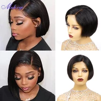 Straight Bob Lace Front Human Hair Wigs For Black Women 4x4/13x4 HD Transparent 180 Density Brazilian Middle Part Wig Pre Plucke