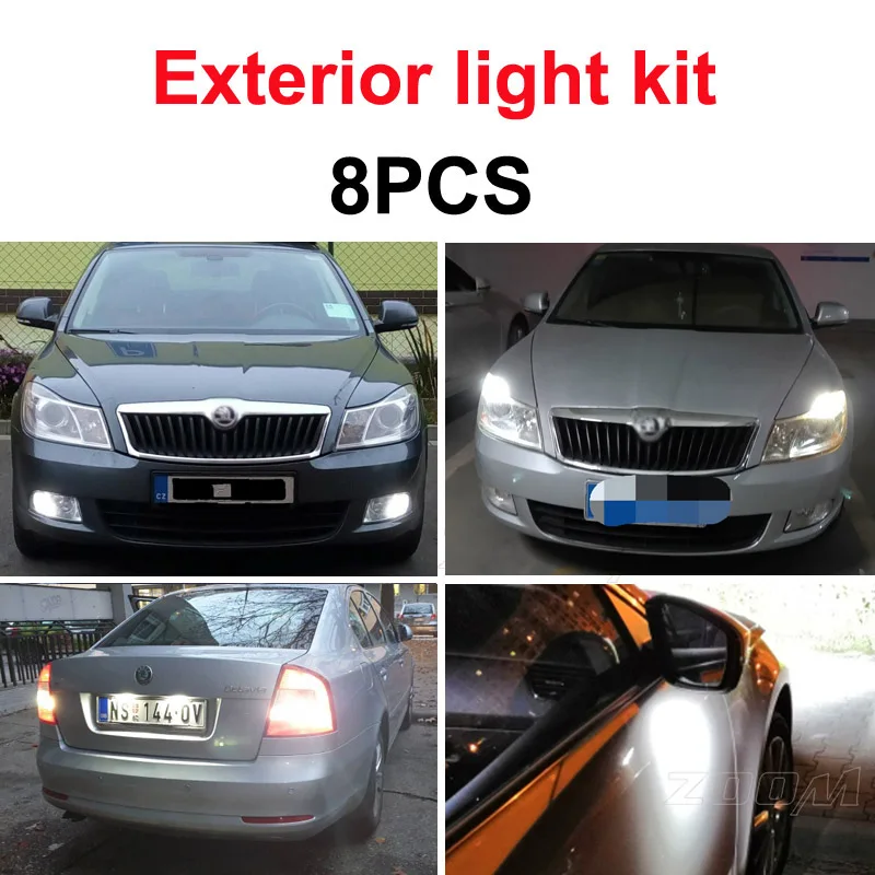 

Идеальная белая светодиодная лампа Canbus заднего хода + дневной свет DRL + положение парковки для 2009-2012 Skoda Octavia 2 MK2 A5 FL 1Z зеркальный свет