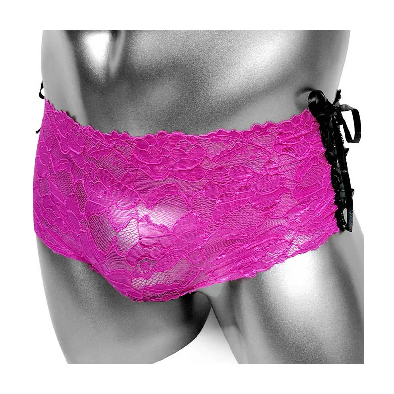 

Sissy Underwear Boxers Thin Panties Comfortable Lace Up Crotch Open cCrossdressers Sexy Gay Men Transparent Underpants Shorts
