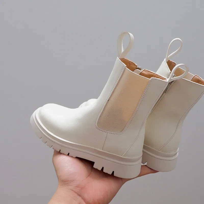 Children Genuine Leather Chelsea Boots Autumn Kids Single Boys Zipper Girls Black Motorcycle Student Baby Toddler | Детская одежда и