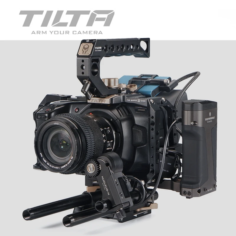 

Клетка для камеры Tilta BMPCC 4K 6K, клетка для фотоаппарата, черная клетка для BlackMagic BMPCC4K 6K, верхняя ручка, Боковая ручка, тактическая отделка