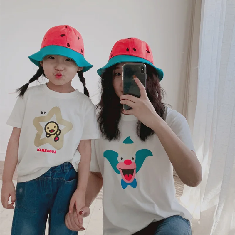 Parent-child Bucket Hat Men Women Summer Cap Kids Watermelon Print Bob Boys Girls Hip Hop Fishing Fisherman | Аксессуары для