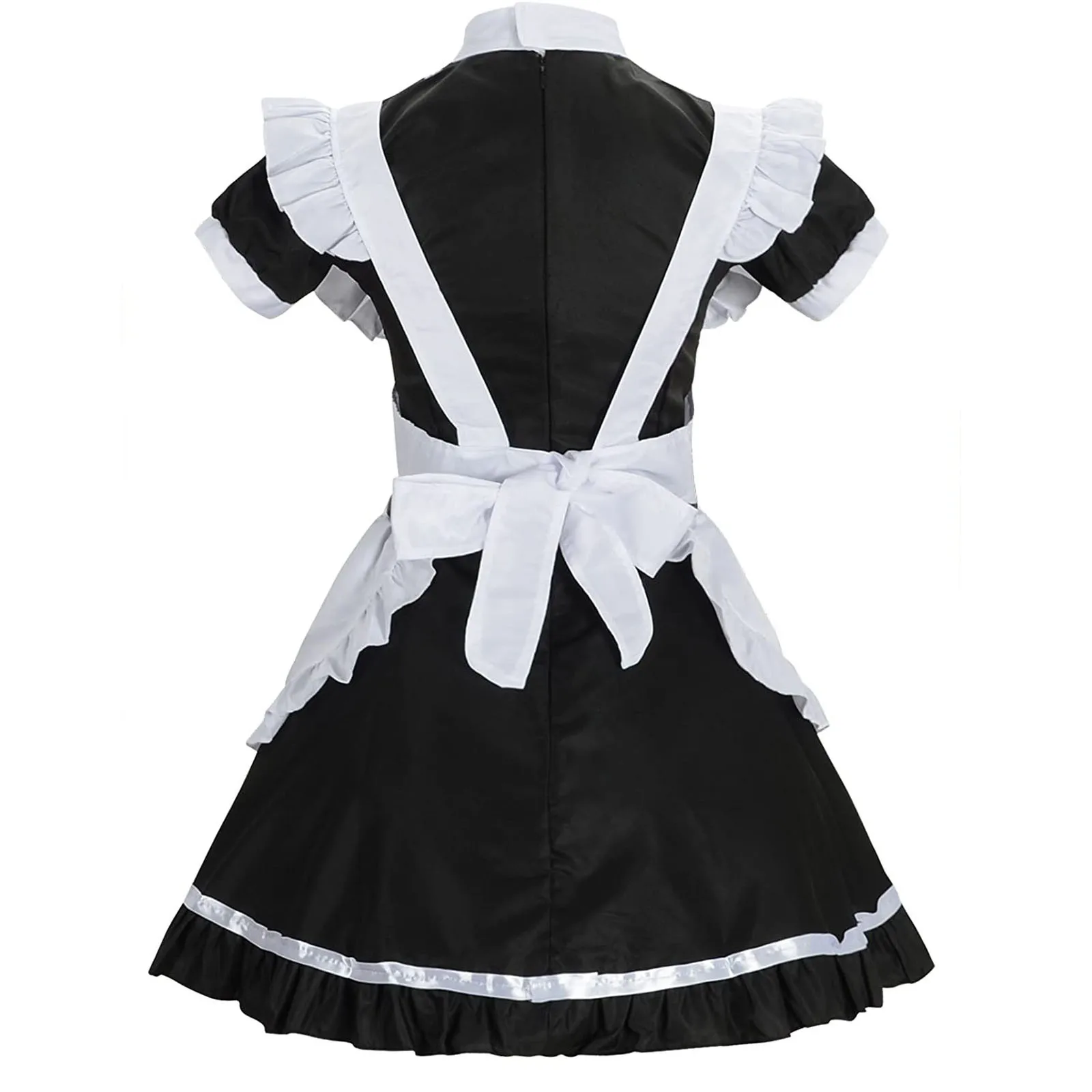 

Women Lovely Maid Outfit Anime Long Dress Black White Apron Dress Lolita Dresses Cosplay Costume Animation Show Japanese Dress
