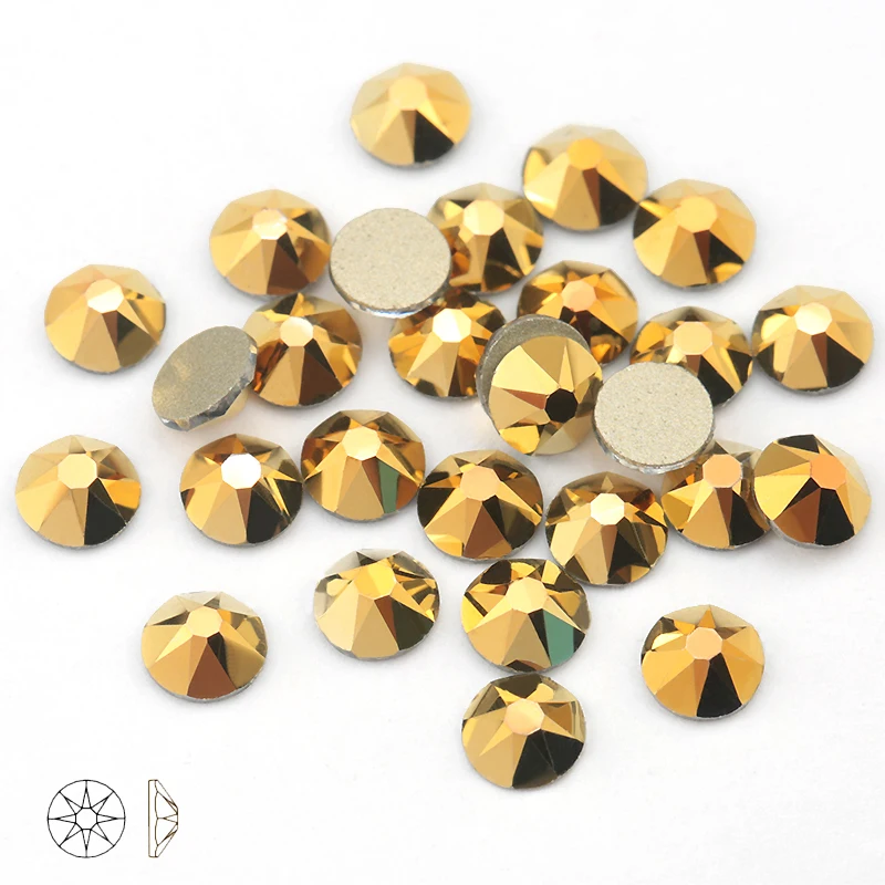 SS16-SS30 Aurum/Jet Hematite 8 Big 8 маленькие хрустальные стеклянные стразы для одежды 2088 не-горячей фиксации плоские с оборота Стразы для ногтей