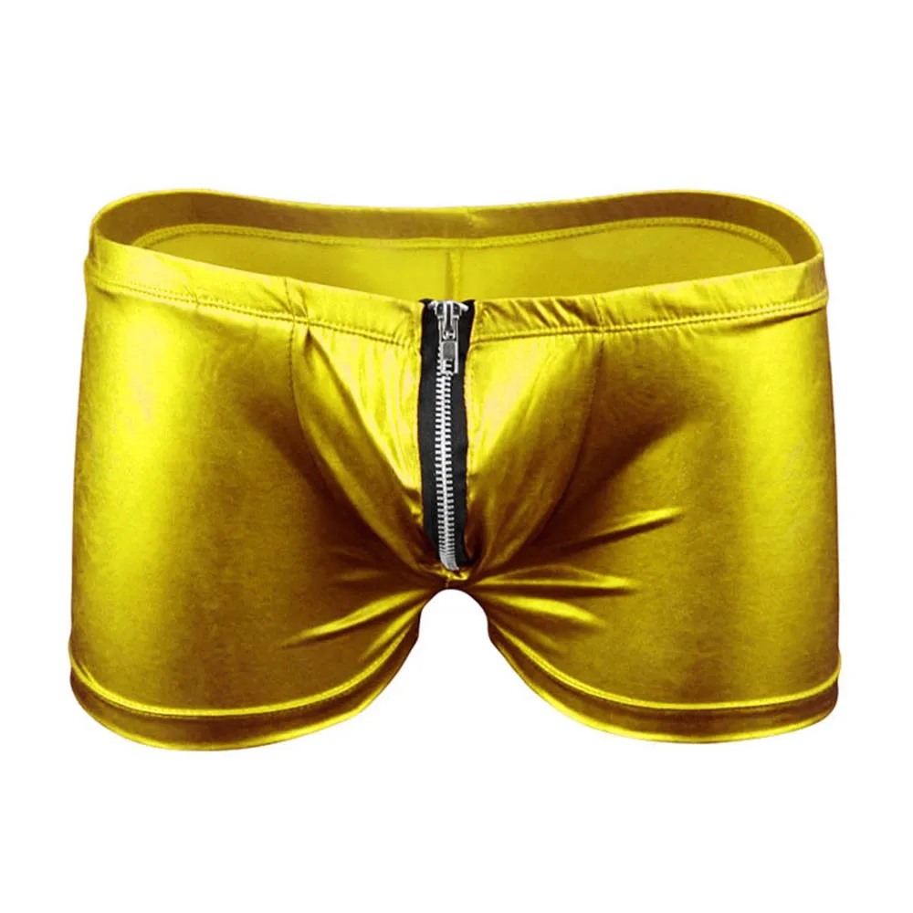 

Wetlook Faux Leather Boxers Mens Zipper Lingerie Panties Bulge Pouch Underpants Low Rise Gay Man Boxer Shorts Soft Underwear A30