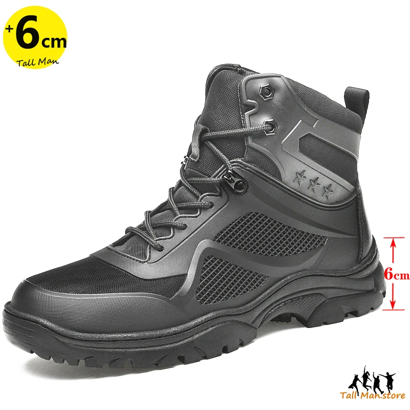 

Hiking Outdoor Boots Elevator Height Increase Shoes for Men Insole 6CM Black Mountain Climbing