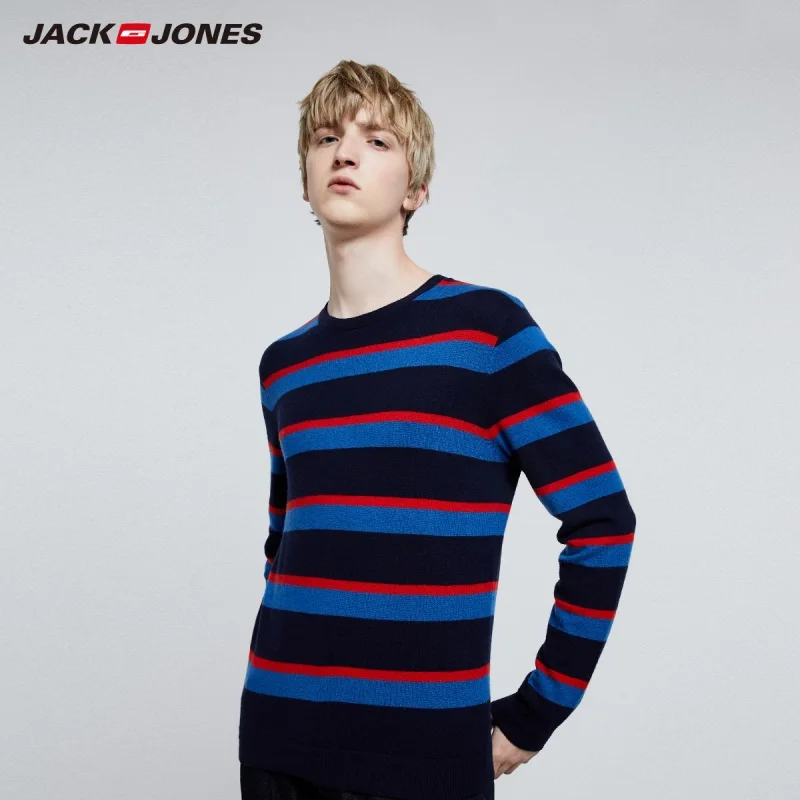 Мужской полосатый свитер JackJones пуловер с круглым вырезом Удобный Повседневный