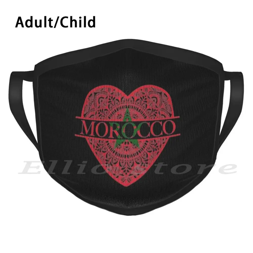 

Моющаяся маска-шарф с защитой от пыли, с принтом в виде сердца и флага Марокко