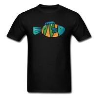 t shirt men green cute fish tshirt crew neck tees tops tribal art shirt unique boyfriend gift clothes