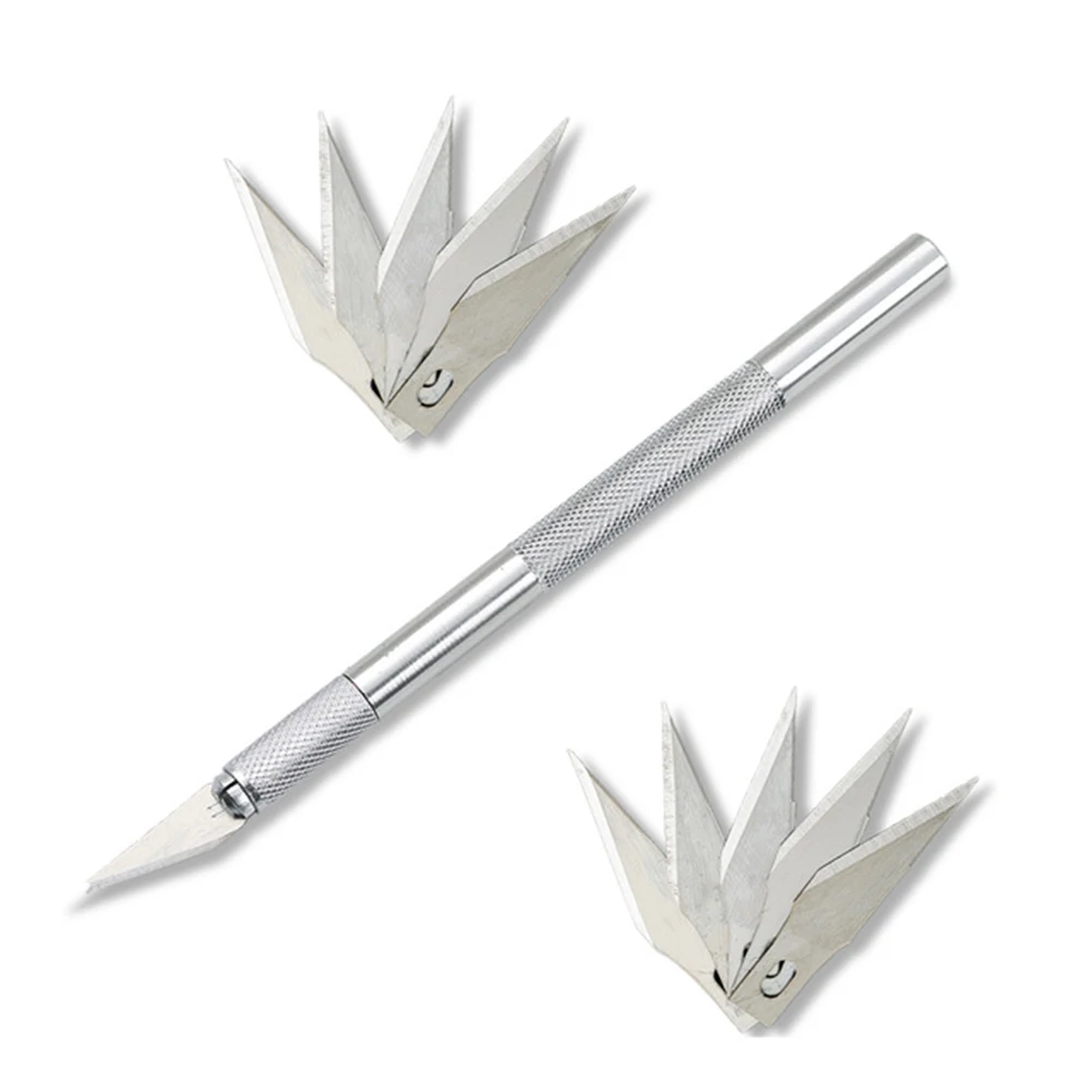 

12Pcs 8*145mm Metal Blades Carving Pen Sculpture Cutting Cutter Repair Graver Engraving Tool Non-slip Aluminum Handle