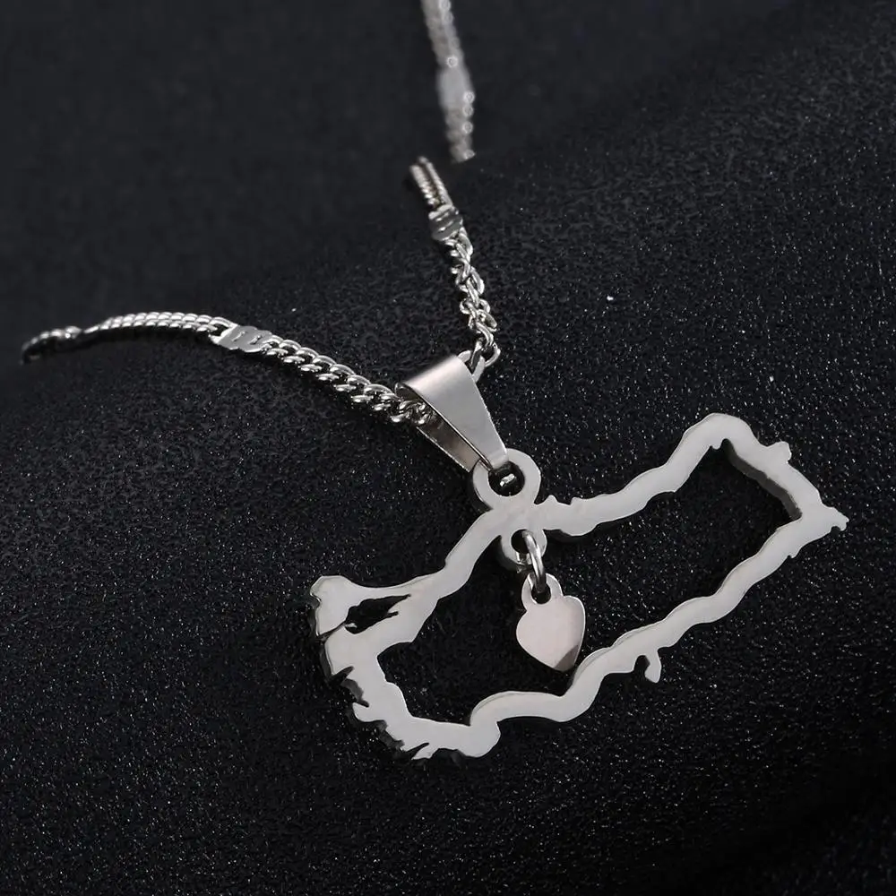 

Stainless Steel Turkey Map Pendant Necklace Trendy Turkish Flag Map Heart Chain Jewelry