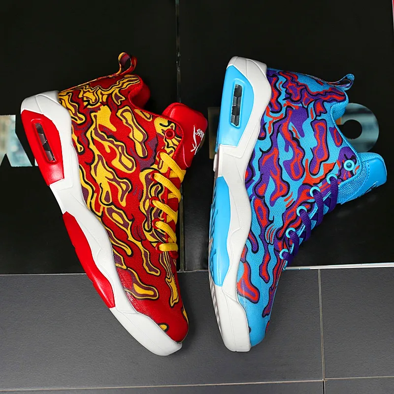 Couple shoes exclusive new unisex sneakers basketball shoes men's casual shoes colorful cloth design high elastic air cushion