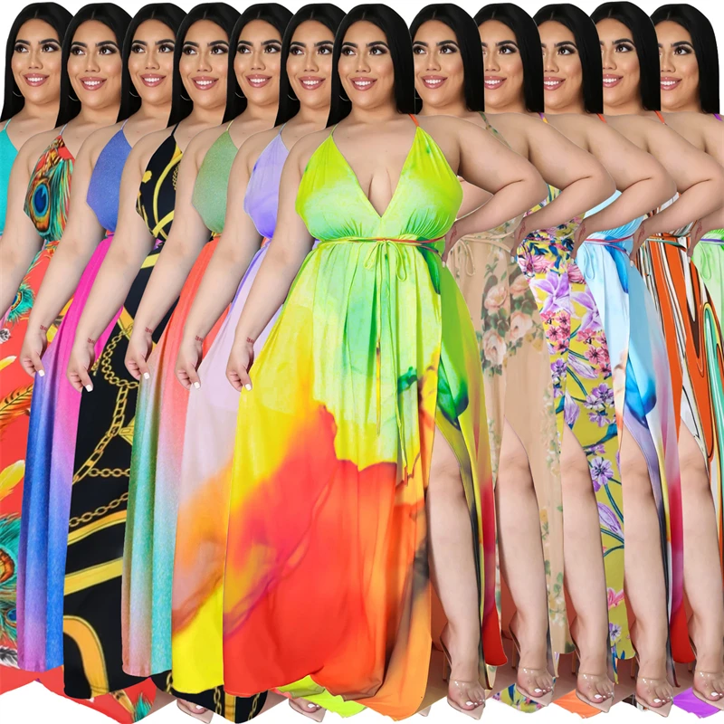 

Шифоновое пляжное платье FJPTBGMY, популярное в богемном стиле, сексуальная Женская длинная юбка, юбка с глубоким V-образным вырезом и открытой ...