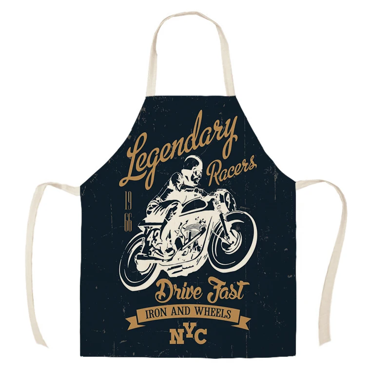 Kitchen Apron Motorcycle Poster Art Letter Print Ride Your Way Cotton Linen Aprons for Men Home Cleaning Tools Delantal Cocina | Дом и сад