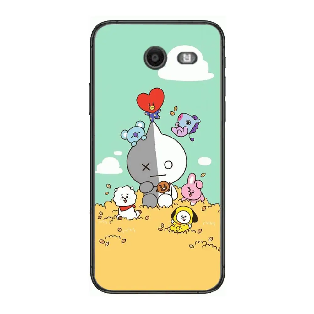 

Luxury Cartoon Cute BT21 Phone Case Hull For Samsung Galaxy J 4 3 5 6 7 8 EU 2018 Plus 2017 Black Shell Art Cell Cover TPU