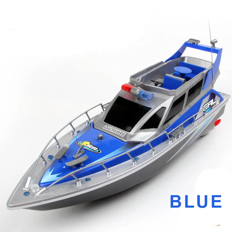 BLUE Радиоуправляемая лодка скоростная лодка 1:20 2875F 4 CH зарядная модель игрушки полицейская скоростная игрушечные лодки модель дети ребенок Лучший подарок игрушки - Цвет: BLUE
