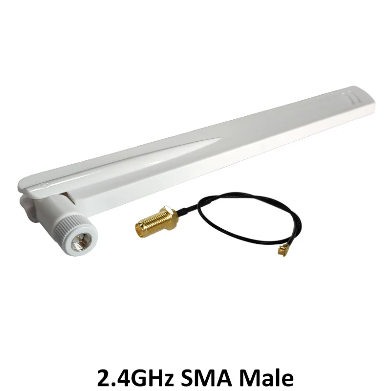 GRANDWISDOM 5pcs 2.4g antenna 8dbi sma male wlan wifi 2.4ghz antene IPX ipex 1 SMA female pigtail Extension Cable iot antena