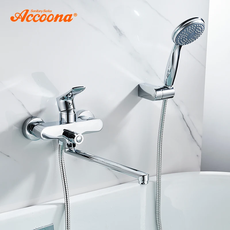 

Accoona Bathtub Faucet Long Outlet Bathroom Shower Faucet Mixer Faucets Shower Water Mixer Single Handle Bath Taps A7112