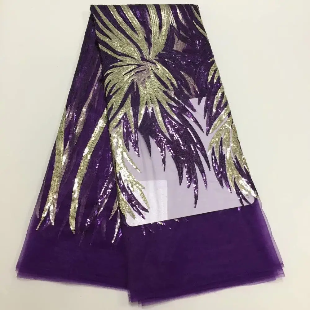 

African Lace Fabric purple Tulle Lace 2020 High Quality Embroidery Nigerian French Exquisite Lace Fabric for Christmas Dress