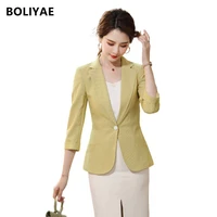 boliyae fashion business plaid suits women office ladies long sleeve tops spring and autumn casual blazer za temperament jacket