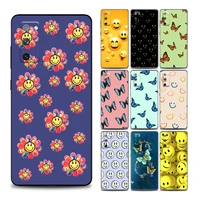 smile face and butterfly phone case for samsung s7 edge 8 9 10 e plus lite 20 plus ultra s21fe soft silicone cover coque