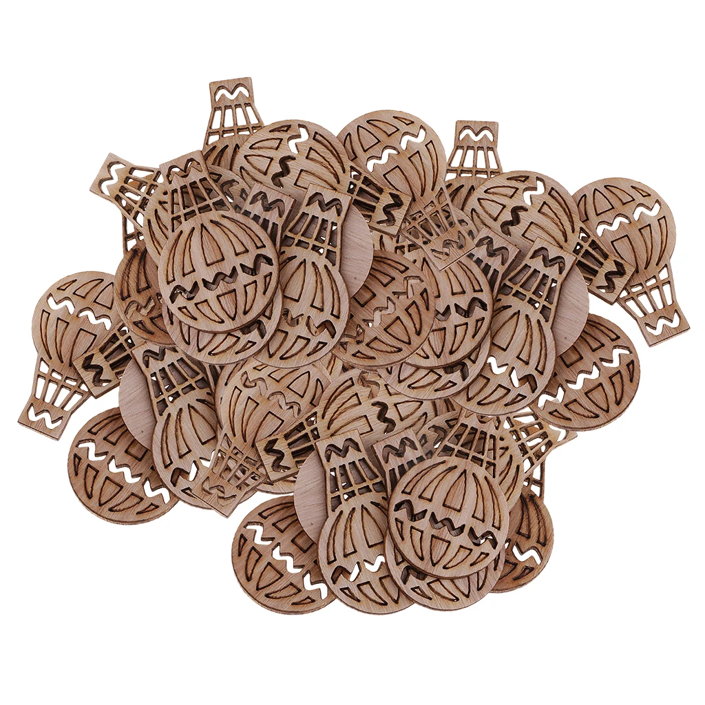 

100 Mini Wooden Cutout Hot Ir Balloon Shape Wood Craft Arts DIY Scrapbooking