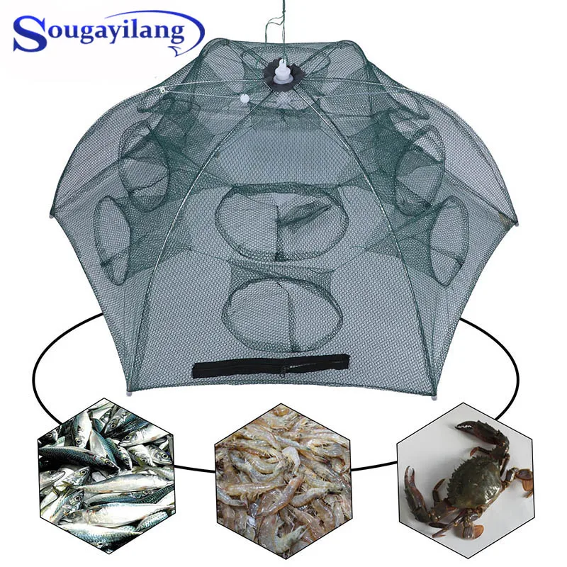 Sougayilang 4 20 отверстий рыболовная сеть в сложенном виде Автоматическая клетка для