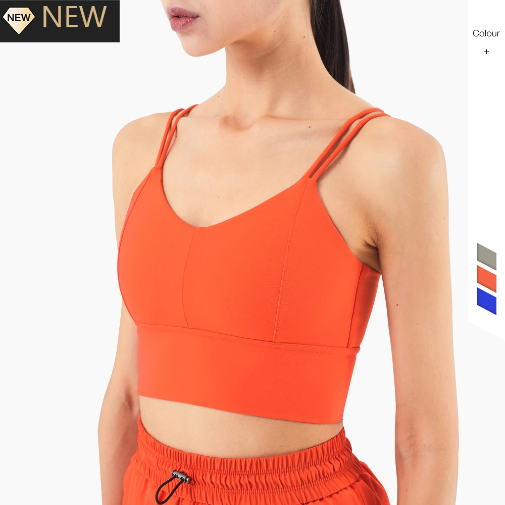 

2021 New Lulu Yoga Bra Push Up Sportswear Sexy Double Shoulder Straps Fitness Shockproof Sports Bra Crop Top Gym Underwear Women