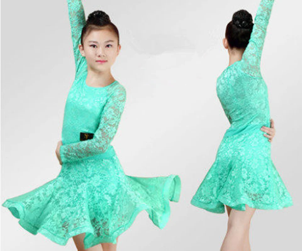 Lace Girl Latin Dance Dress Competition For Children Girls Ballroom Kids Skirt tango salsa Dancewear Practice Wear | Тематическая