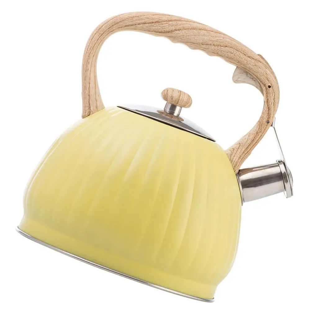 

1Pc Wooden Handle Whistle Teakettle Home Water Boiling Kettle Kitchen Accessory 3.5L Wooden Handle Pumpkin Sound Kettle