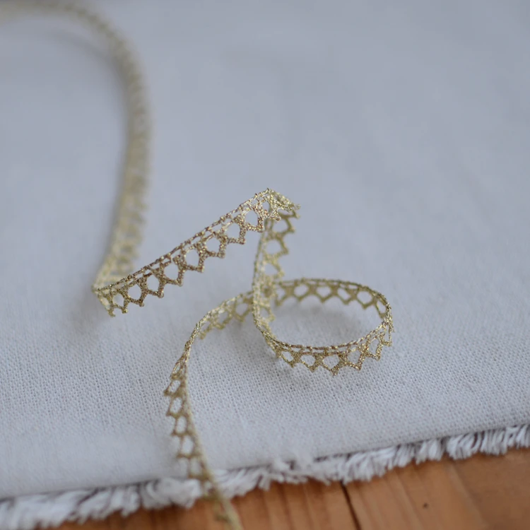 #195 кружево с золотой линией 0 8 см фотометрическая французская кружевная ткань