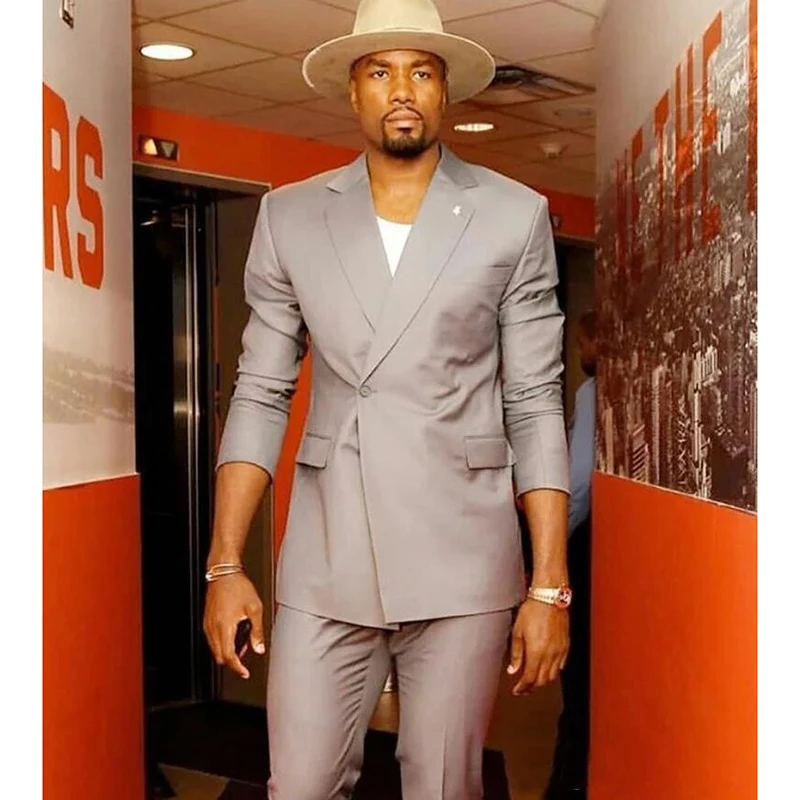 

Costume Homme 2 Pieces Grey Men Suit For Business Wedding Smart Casual Simple Men's Tuxedos Elegant Men Suits(Jacket+Pant)
