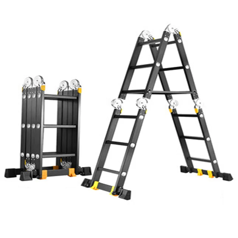 Multifunction Folding Straight Ladder 2.5m  Ladder Aluminum Ladder Home Lifting Ladder Straight Ladder Engineering Ladder