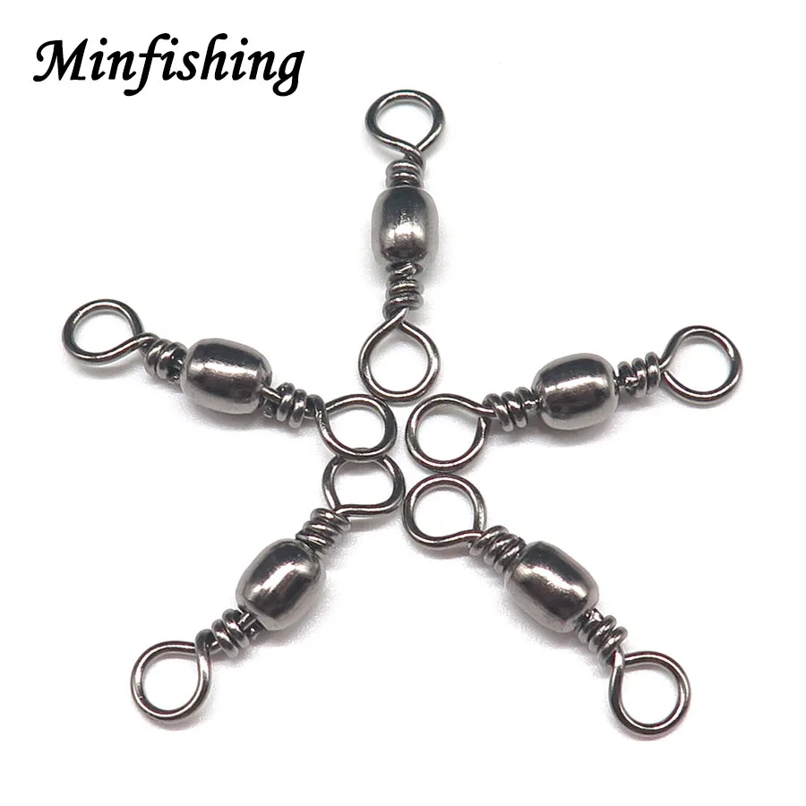 Minfishing 50pcs/lot Fishing Swivel ZX Barrel Swivel Stainless Steel Sea Fishing Hooks Connector Rolling Swivel for Sea Fishing