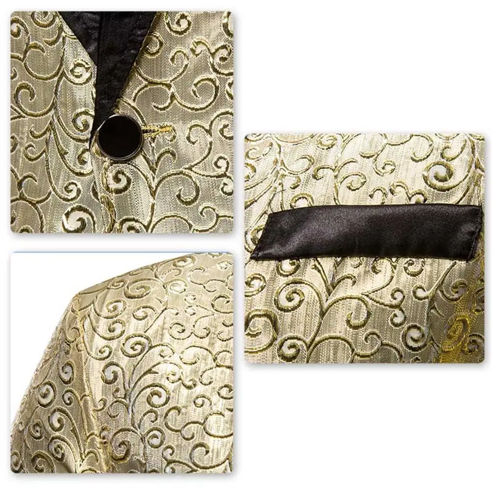 Костюм мужской золотистый/серебристый Блейзер повседневный роскошный