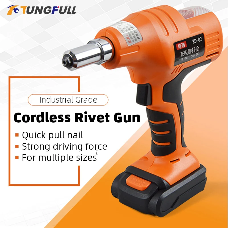 14.4V Cordless Rechargeable Electric Rivet Gun Industrial Riveter Battery Riveting Tool Pull Portable Cordless Rivet Nut Tool