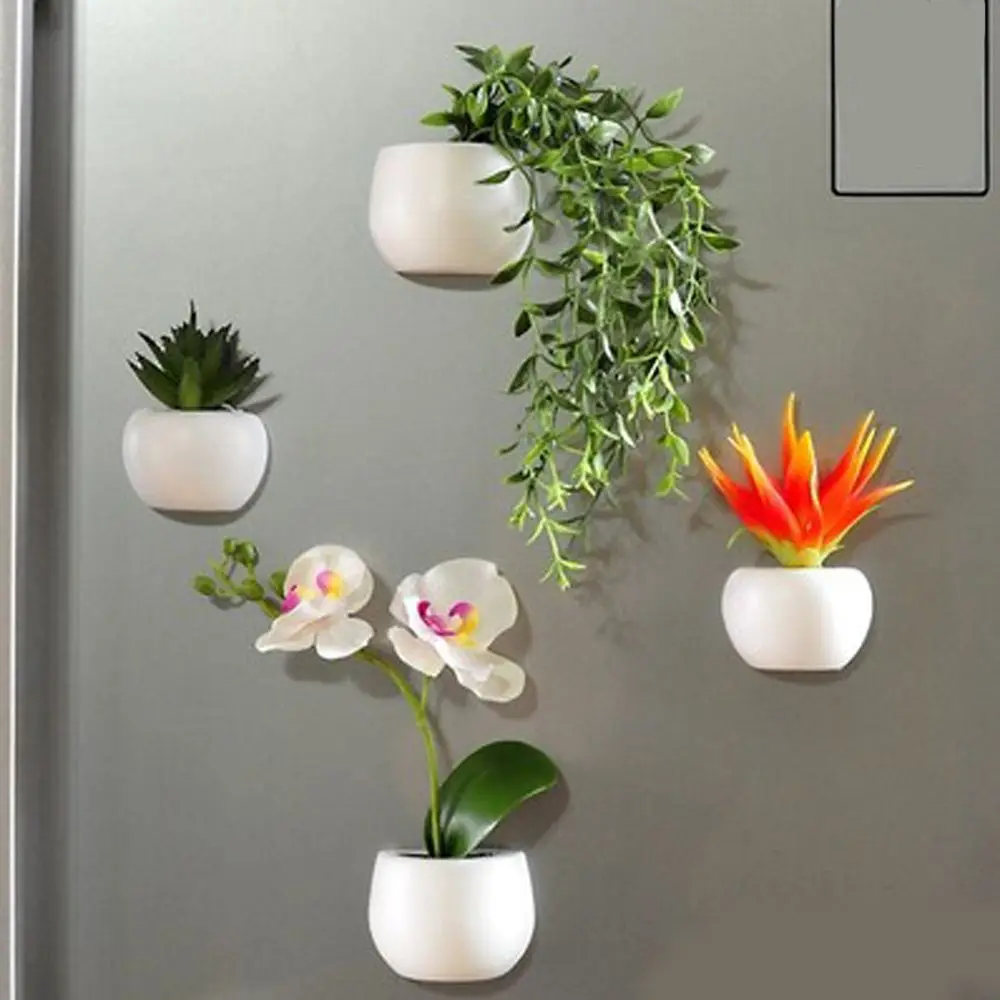 Fridge Magnets Potted Artificial Green Succulent Plants Sets Flower Bonsai K2Y9