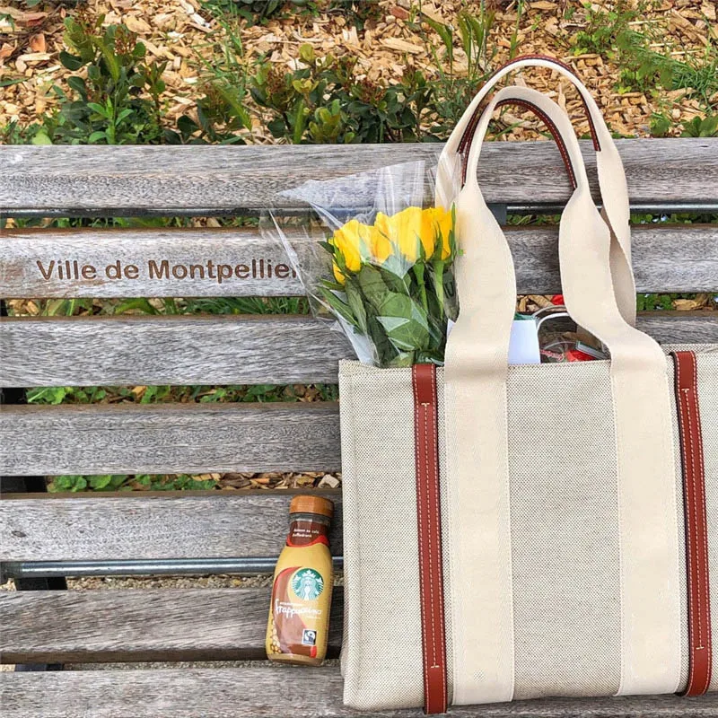 

2021 New Letter Printed Stripe Women Handbags Large Capacity Tote Shopping Bag Canvas Bag Female Japanese Casual Shoulder Bag